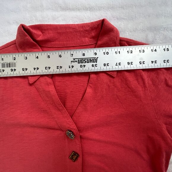 Soft Surroundings Womens Red Button-Front 3/4 Sleeve Swing Tunic Top XS Artsy - Picture 5 of 7